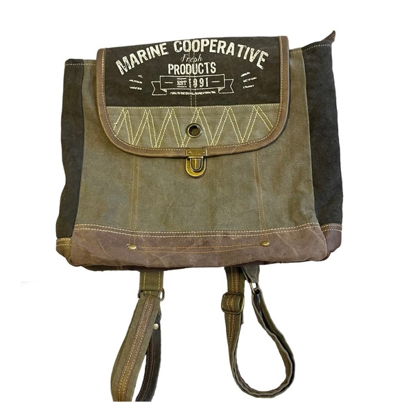 Myra Bag Handbags - Myra Marine Cooperative Backpack with Leather Innershell Adjustable Straps